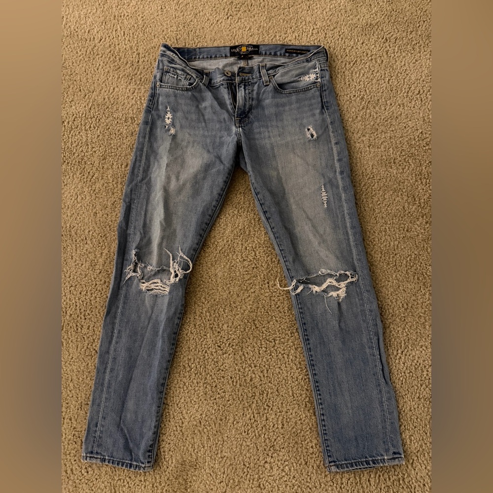 Lucky Brand Blue Distressed Boyfriend Jeans